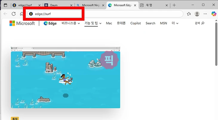 엣지 서핑 게임 하는 법, 주소 치트키 등 꿀팁 정리