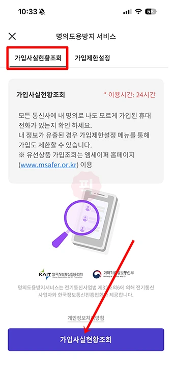 PASS 명의도용방지 가입 방법, 조회 및 제한 설정 정리