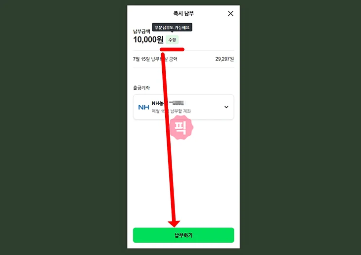 네이버페이 후불결제 완납 방법, 결제일 전 즉시 납부하기