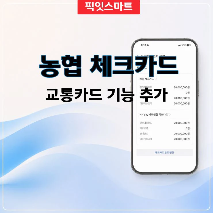 농협 체크카드 교통카드 기능 추가 가능할까 발급 후 변경 방법
