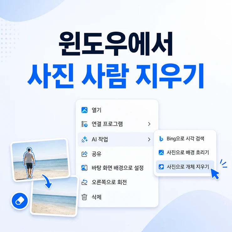 윈도우에서 사진 사람 지우는법, 기본 사진 앱으로 개체 제거하기