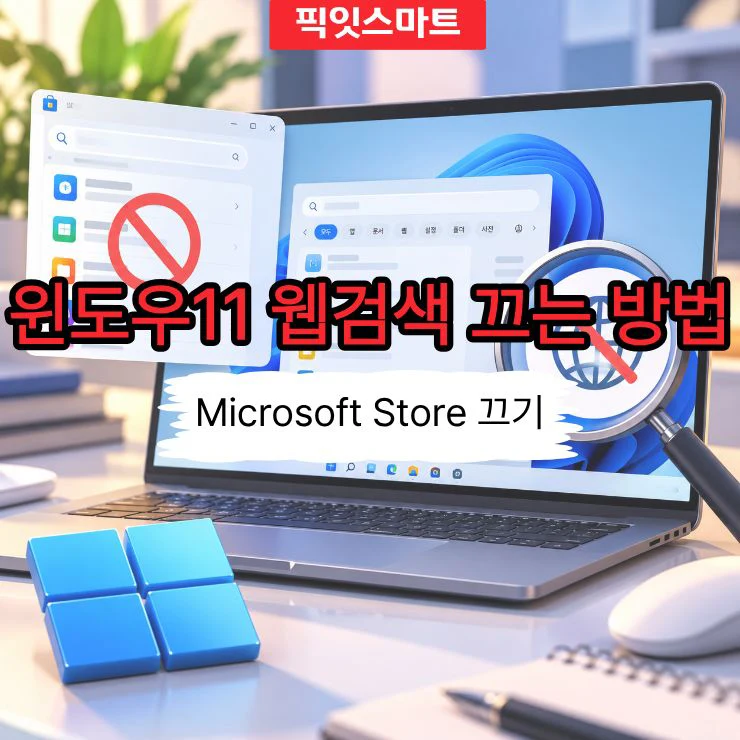 윈도우11 웹검색 끄는 방법, Microsoft Store 검색 결과까지 없애기
